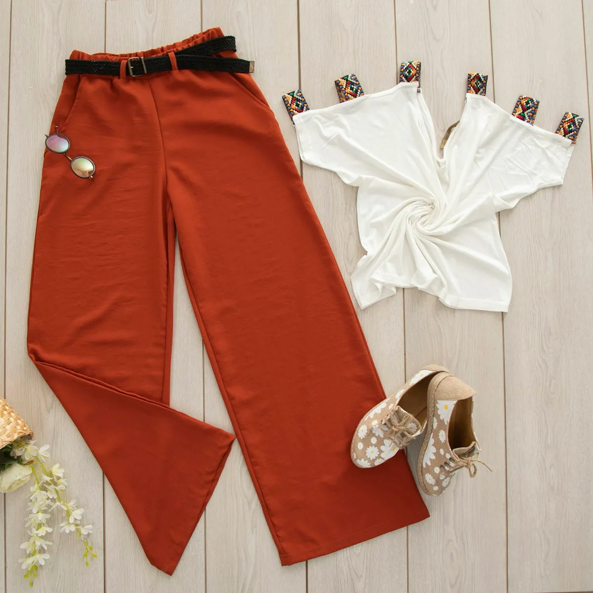 Wide Leg Trousers Terracotta