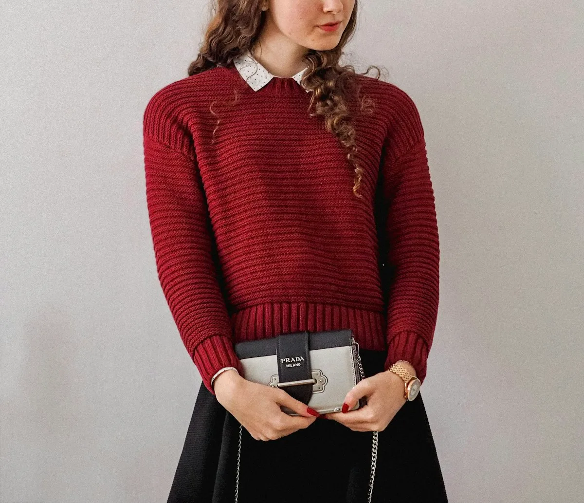 Sweater Crop Maroon